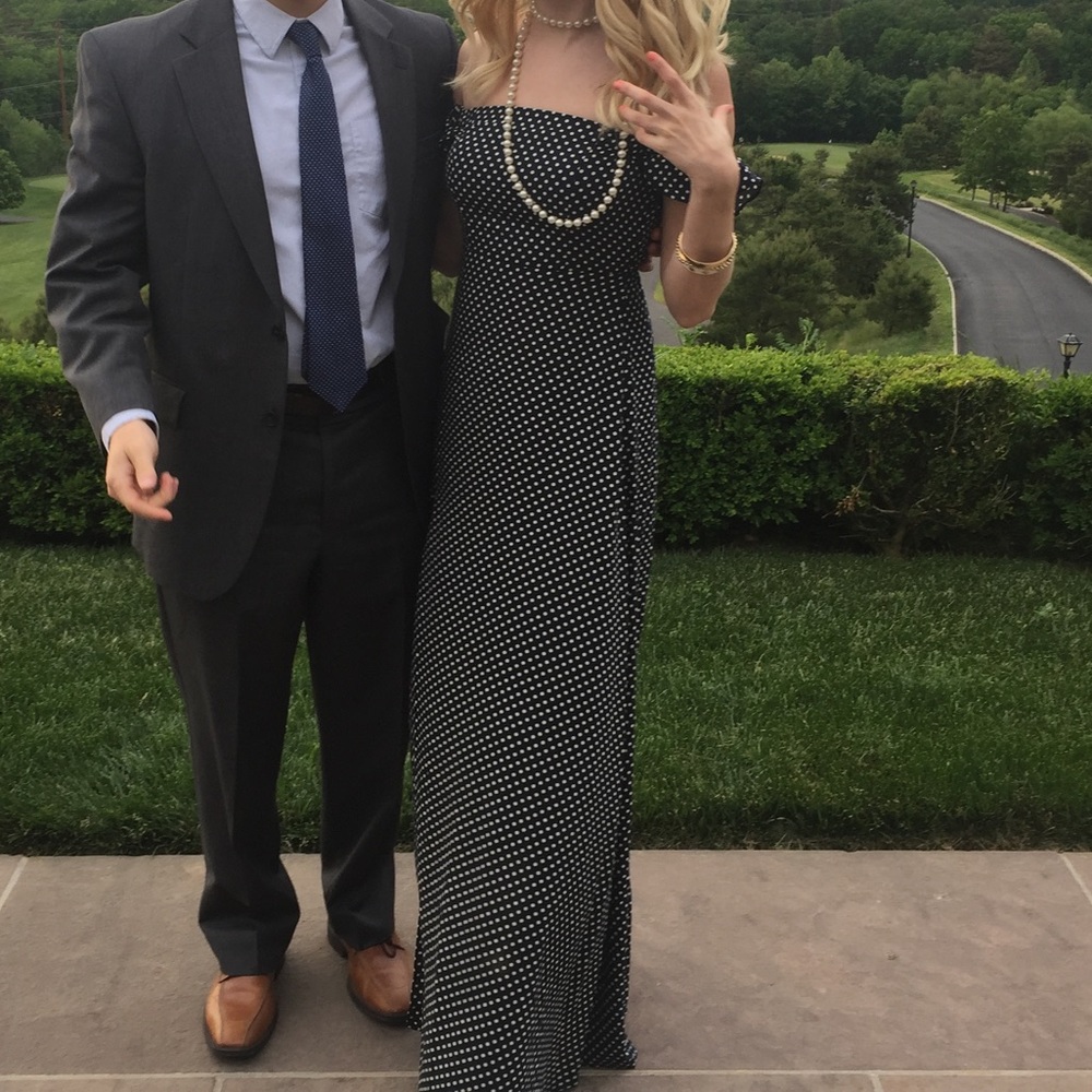 Navy blue and white dot dress